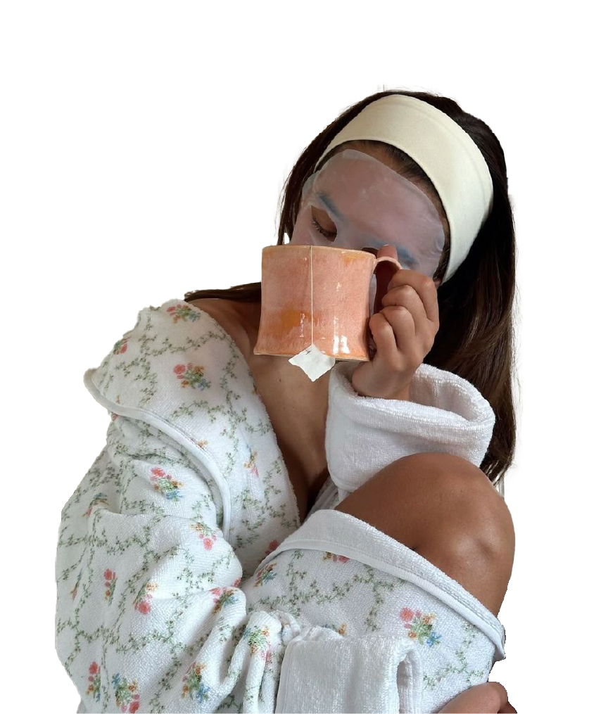 Person relaxing while holding the alternative Velvet mask packaging