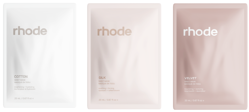 Cotton, Silk and Velvet conceptual Rhode sheet-mask packaging